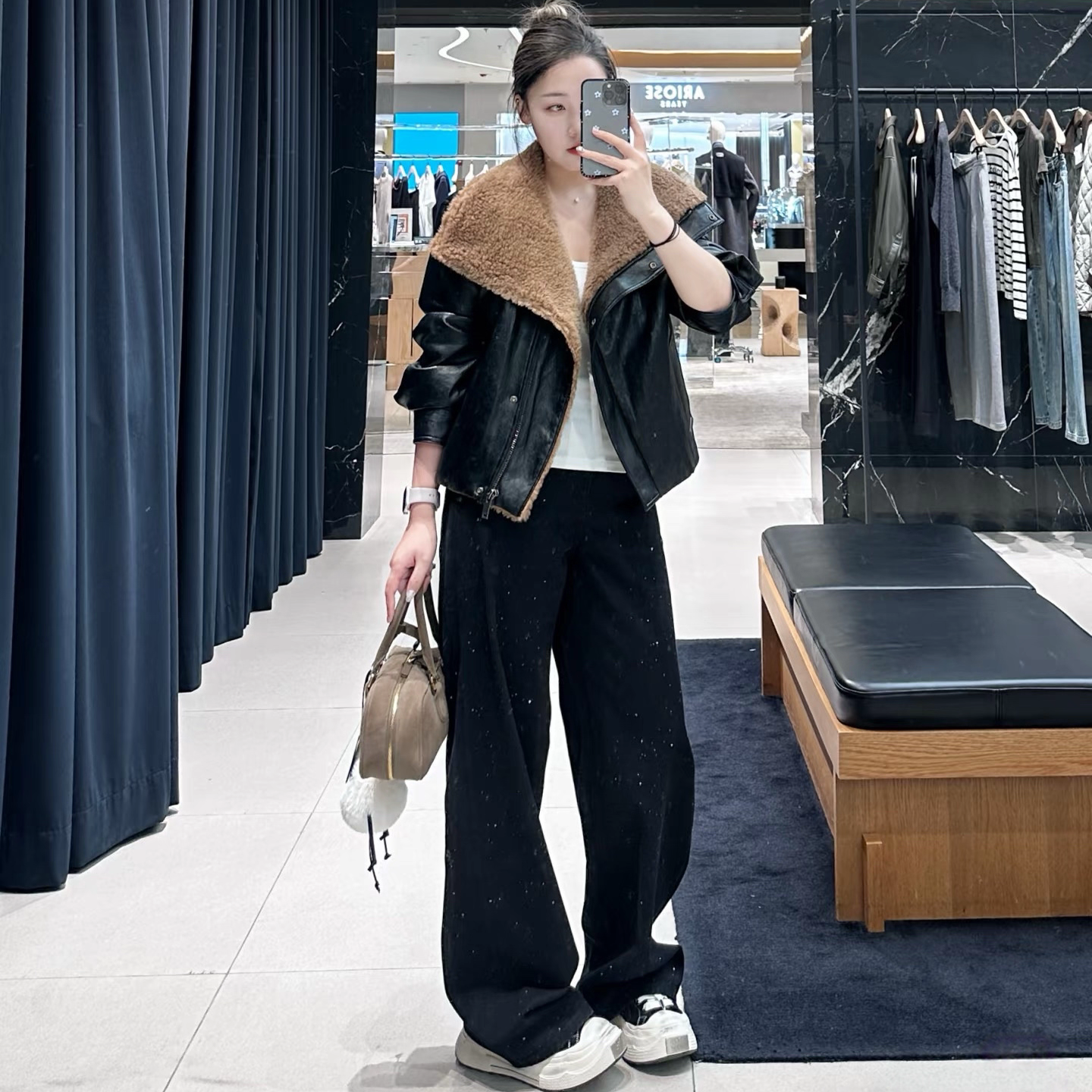 [商场同款】正品羽绒服2025冬新品90绒羊毛领皮毛一体MBE4EIN034