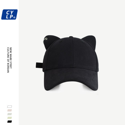 春夏韩版耳环立体猫耳朵棒球帽