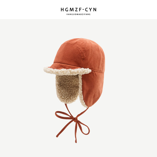 韩国学院风羊羔绒雷锋男潮棉帽子