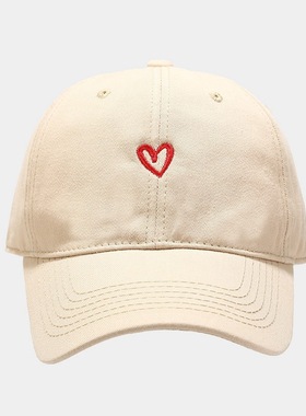 刺绣爱心棒球帽简约情侣鸭舌帽户外出游学生弯檐遮阳帽lover cap