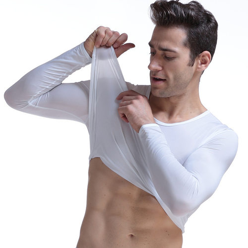 男士超薄紧身内衣单件上衣半透明