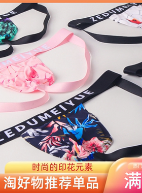 男内裤低腰丁字裤双丁时尚性感冰丝青年男生U凸囊袋印花火烈鸟T裤