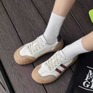 1770户外新款时尚透气德训百搭休闲真皮牛筋底圆头系带艾舒美板鞋