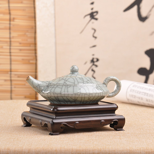 紫光檀镂空雕刻简约现代茶壶木托