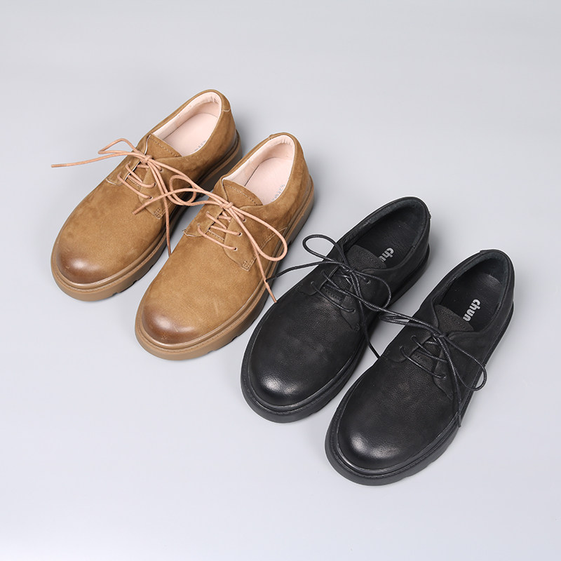 清仓 小皮鞋黑色软底单鞋牛皮深口系带百搭圆头真皮复古,女鞋,深口单鞋,淘宝优惠券,粉丝福利购,淘宝优惠卷