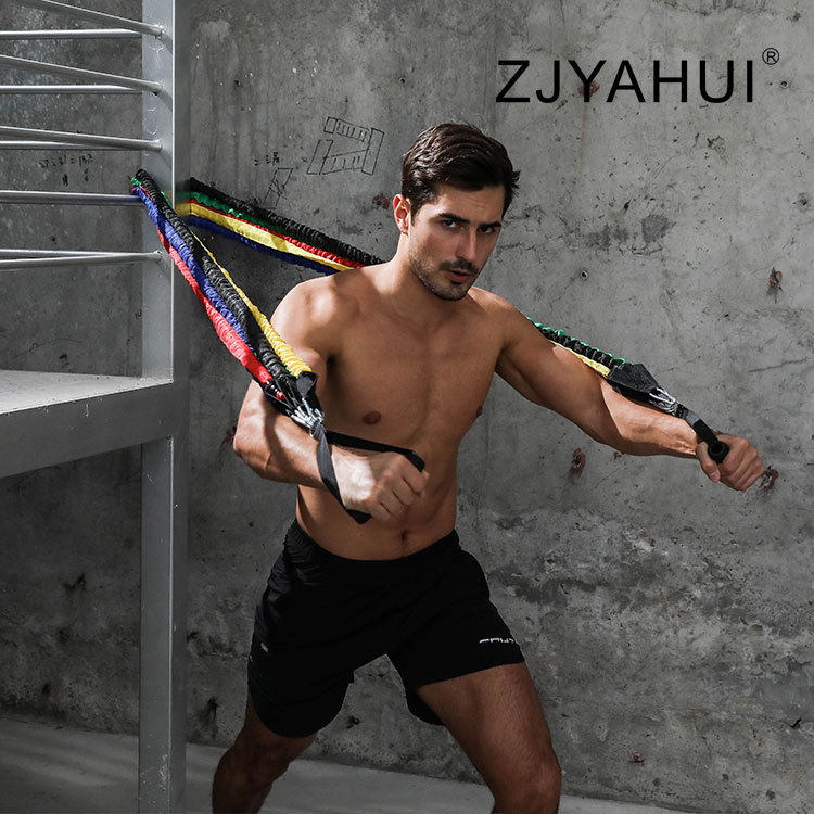 11件套防断拉力绳自由组合乳胶健身拉力器套装肌肉训练带弹力