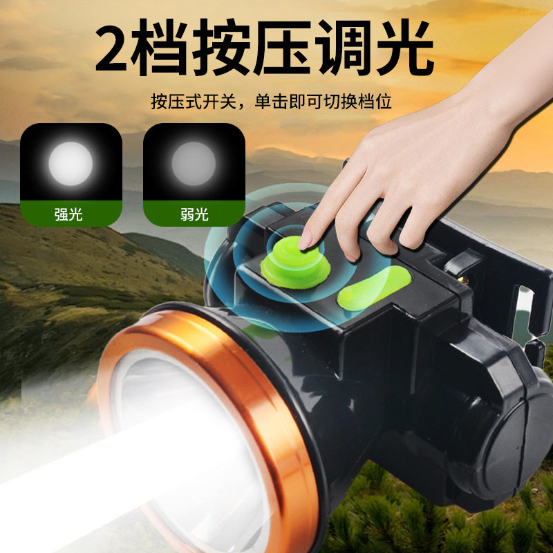 LED小头灯两档调光超亮头戴式充电家用户外露营夜骑赶海钓鱼矿灯
