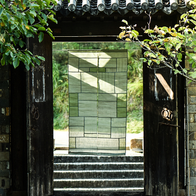 文艺风手工拼接隔断卧室窗帘夏布