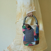 钟声刺绣 全手工密密缝拼接蜡烛手提包手腕包 文艺便携出行收纳包