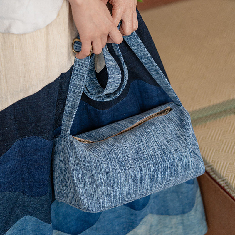 钟声刺绣 手工蓝纱云影可调节腰鼓包 文艺便携出行收纳单肩包,箱包皮具/热销女包/男包,通用款女包,淘宝优惠券,粉丝福利购,淘宝优惠卷