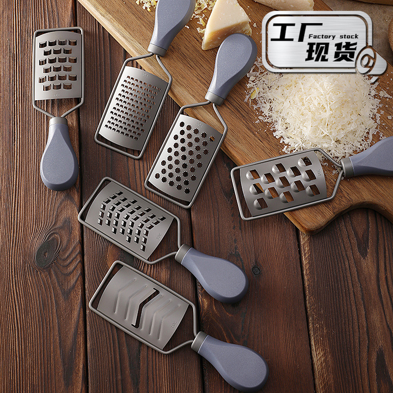 新款304不锈钢镀钛多功能切菜器水果柠檬刨擦丝器ABS塑料柄芝士刨