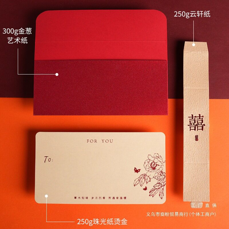 结婚贺卡送新娘手写闺蜜随份子万元随礼通用红包袋中式婚礼利是封