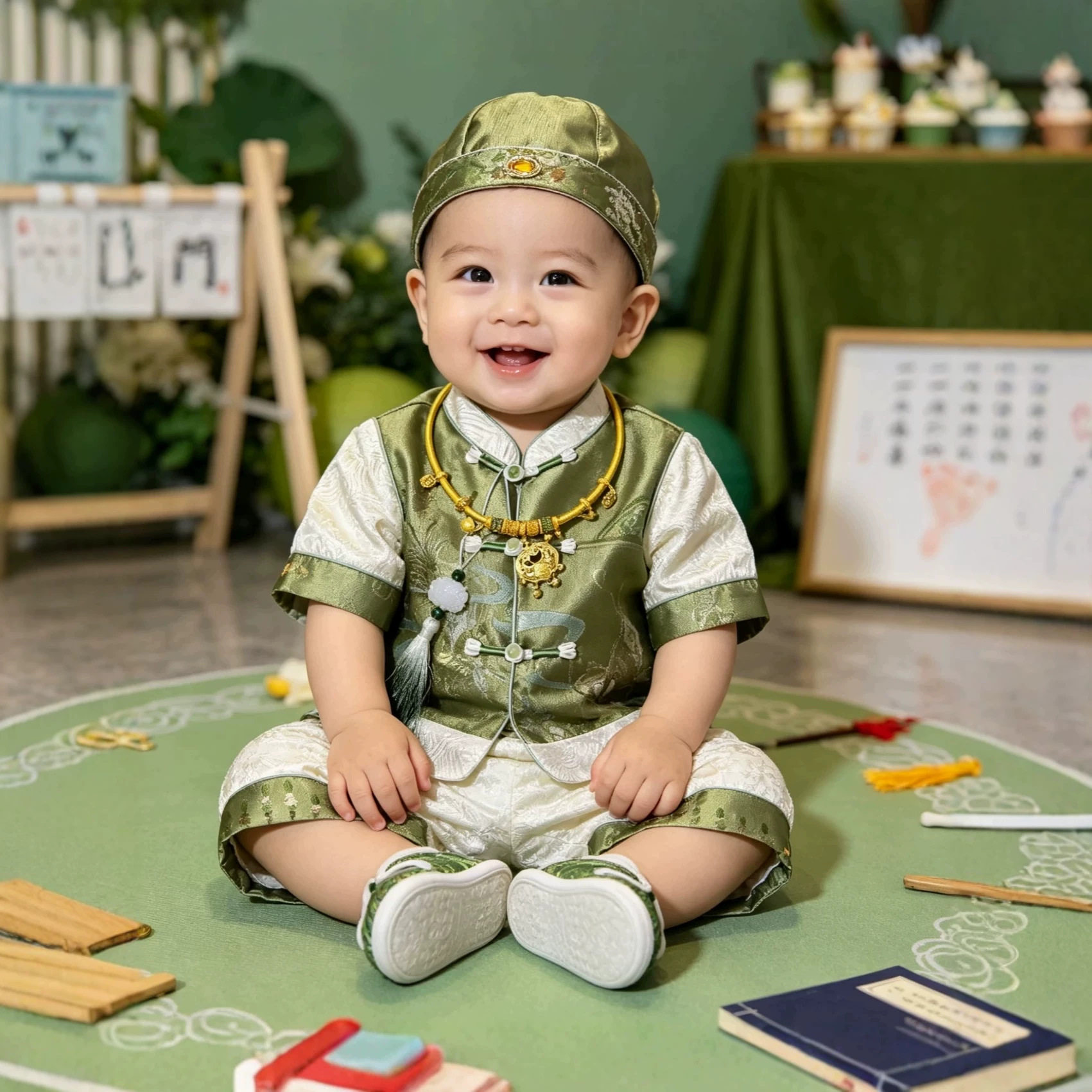 夏季周岁礼服新中式唐装短袖