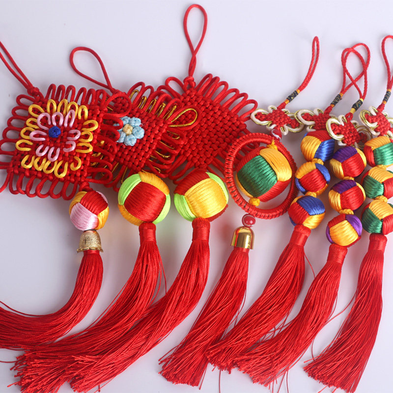 中国结挂件小号彩球吉祥福字手工编织线绳挂饰装饰新居高档流苏小