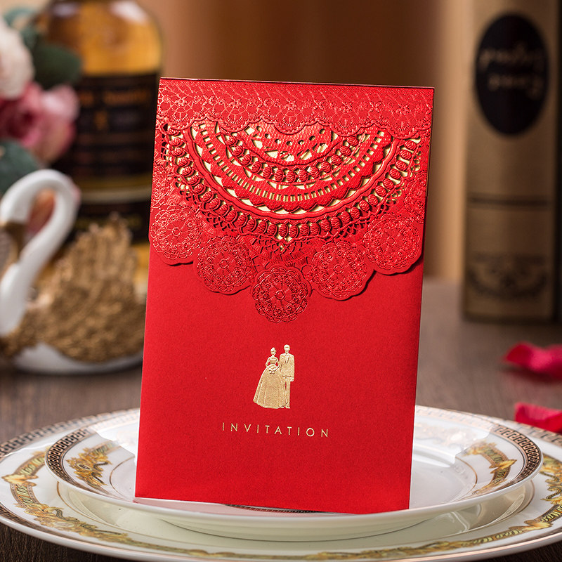 2026新款欧式请帖镂空创意雕刻打印可定制喜帖结婚邀请函婚宴请柬