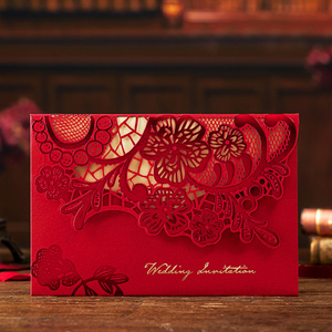 请帖结婚创意2023 中国风定制婚礼喜帖 个性打印请柬红色邀请函