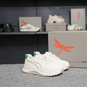 红蜻蜓女士阿甘小白鞋休闲BQ68985001平跟透气厚底运动系带慢跑新