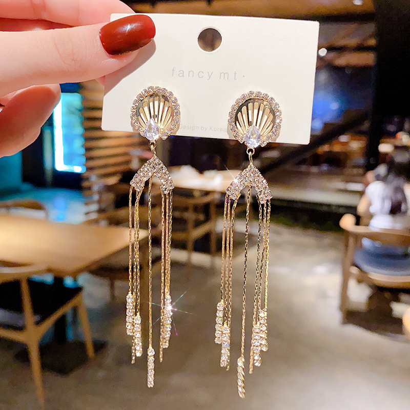 Real shot S925 silver needle long earrings zircon high quality Earrings