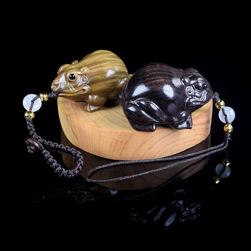 黑檀青蛙挂件木质雕刻蛤蟆吊坠紫光檀钥匙扣配饰挂件