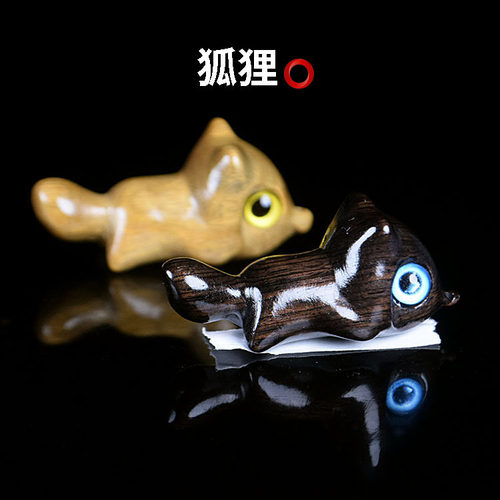 小叶紫檀狐狸吊坠挂件红木饰品雕刻狐仙吊坠木供应