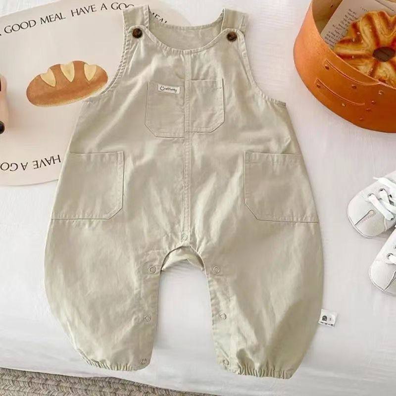 婴幼儿春秋背带裤男女宝宝连体衣韩版洋气儿童哈衣无袖暗扣外出服