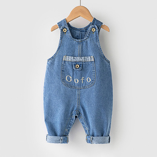 婴儿背带裤春秋儿童连体衣服婴幼儿哈衣无袖男宝宝裤子女宝牛仔裤