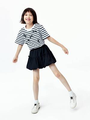 little moco专柜正品26夏女童立体蝴蝶结短袖T恤KBF2TEET05