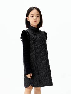 远红外蓄热 little moco童装冬女童爱心中式连衣裙裙子KBE4DRS012