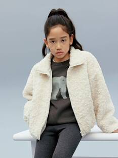 Little moco专柜25年冬儿童仿羊羔毛短款夹克外套 KBE4COT019