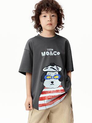 little moco童装26夏季男女童凉感半袖萌宠速干短袖t恤KBF2TEE012