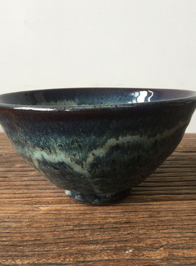瑕疵！釉下彩7英寸中号碗汤碗色拉碗陶瓷碗面碗深色窑变蓝色