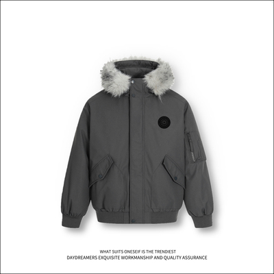 美式飞行毛领羽绒服保暖外套