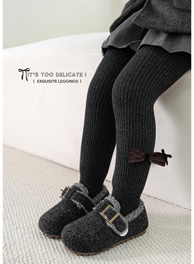 【巴拿拿专属】秋冬新款复古格子结加绒儿童一体裤袜 QDK5173