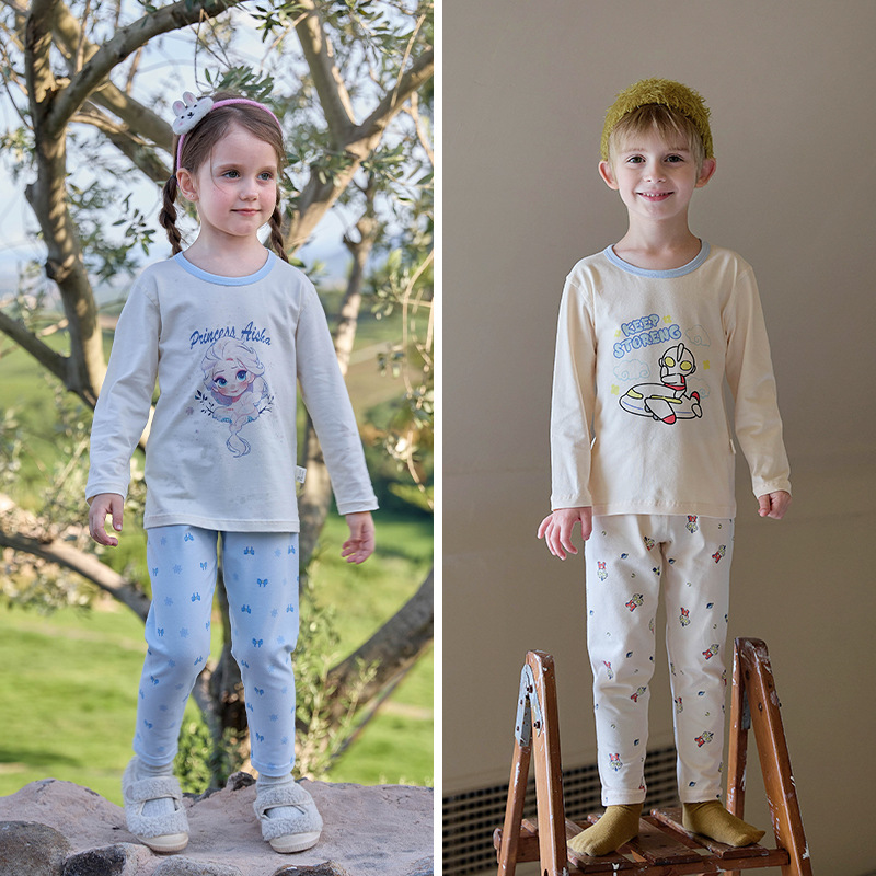 秋冬新款卡通莱卡棉秋衣秋裤儿童家居服套装 MQJ5351