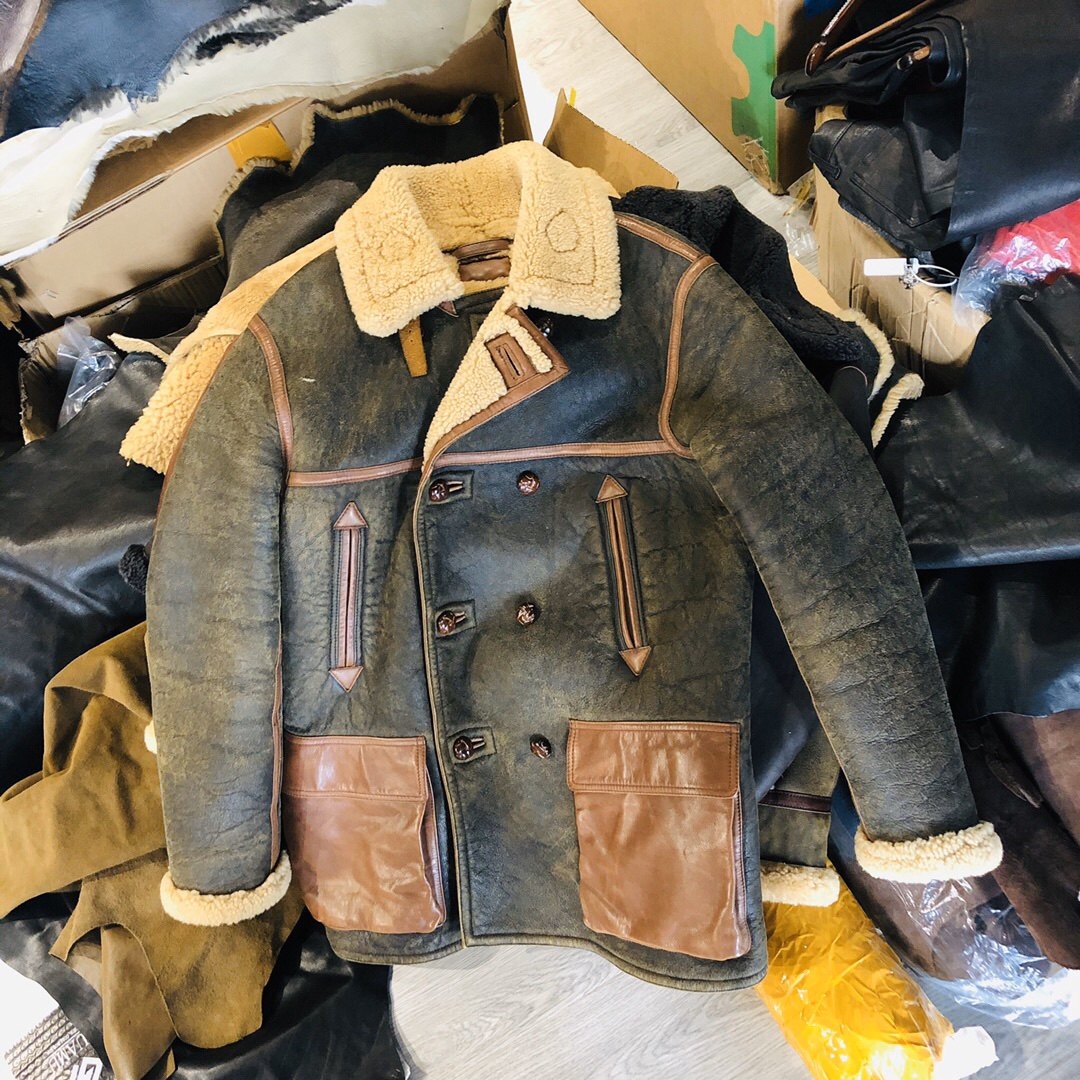 定制风格农场主皮毛一体大衣 复古裘皮大衣派克服意大利卷羊毛