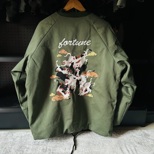 双面穿喵影云间 浮世绘刺绣棉服中款棉衣夹克 宽松阿美咔叽外套