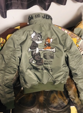 45P翻领飞行服夹克汤姆杰瑞vanson猫和老鼠短棉衣日本产羽绒棉服