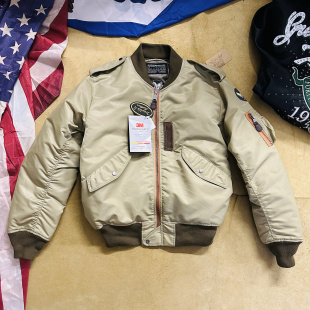 新雪丽220g填充防静电Telfon配真皮 飞行夹克棉服 撞色L2 B经典