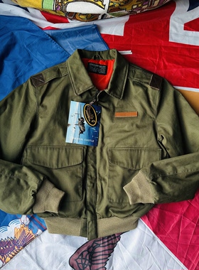 B11春秋单款日单 bomber A2飞行员夹克男士配皮肩膀五袋工装外套