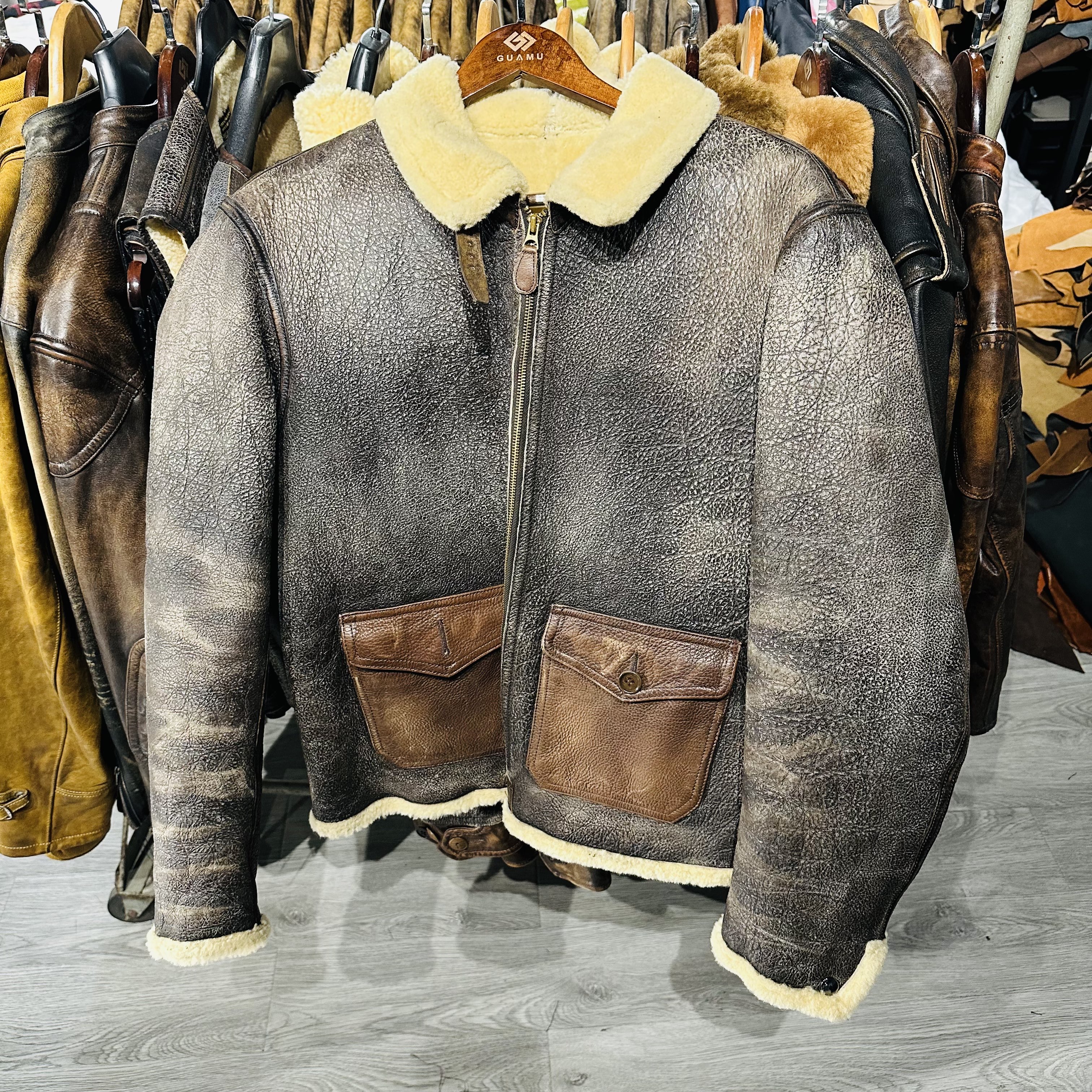 经典B6皮毛一体老佛爷 定制接单轻量化舒适毛皮升级短款飞行夹克