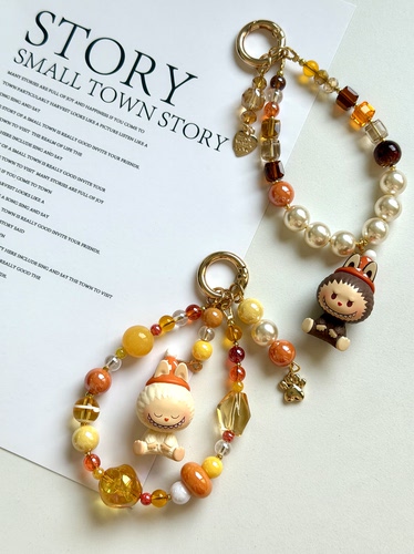 泡泡玛特正版萌粒 森林童话labubu拉布布 双色 diy原创手机链挂件