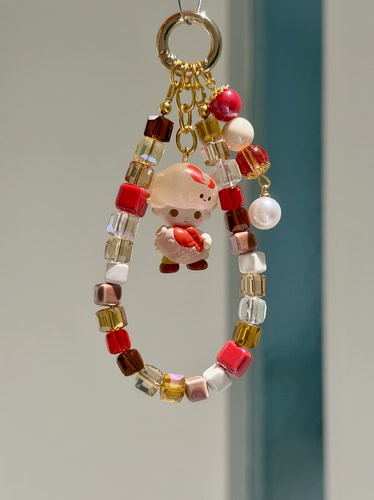 泡泡玛特正版萌粒 本命年好运锦鲤dimoo  经典配色方糖水晶手机链