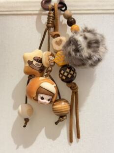 泡泡玛特正版 烤面包 labubu拉布布molly 滴溜包挂车挂 萌粒