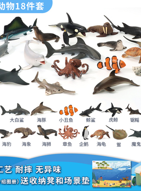 仿真海洋动物模型套装海底世界海洋生物玩具白鲸鲨鱼早教儿童礼物