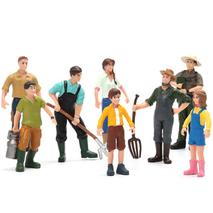 单个仿真人偶模型玩具塑胶农场牧场配套场景人物玩偶男孩女孩工人