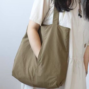 新款日系尼龙手提单肩包大容量双面可用上学通勤收纳袋休闲托特包