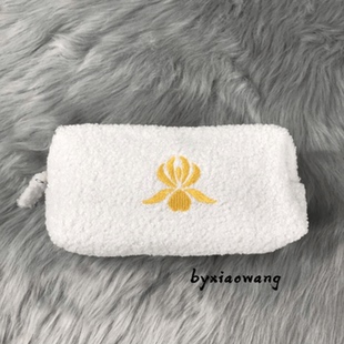 专柜希思黎白色毛绒绒棉绒化妆包国内专柜赠品包
