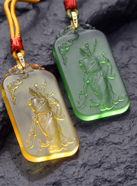财神老舅 古法琉璃伽蓝菩萨武财神吊坠佛牌关二爷守护神挂件项链