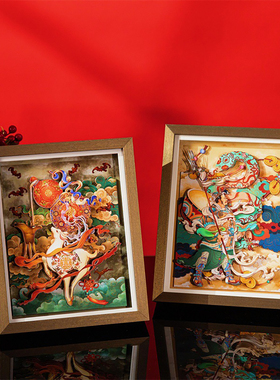 福鹿灵蛇文创摆件新年创意相框摆台桌面摆件过年喜庆装饰画框布置