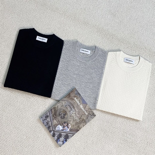 聚鹏名品Andre Maurice 编织纹纹理长袖男士真丝羊绒打底春秋款